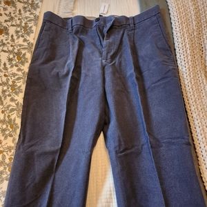 NWT BANANA REPUBLIC Relaxed Tapered Fit Pants Sz 35S Blue Stretch Pleated #744